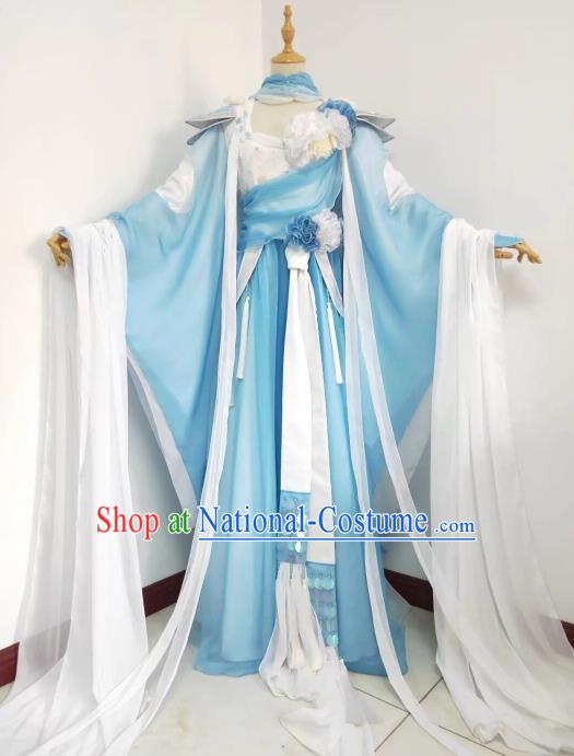 China Cosplay Princess Blue Dress Outfits Traditional Puppet Show Jin Yanxia Garment Costumes Ancient Imperial Concubine Clothing