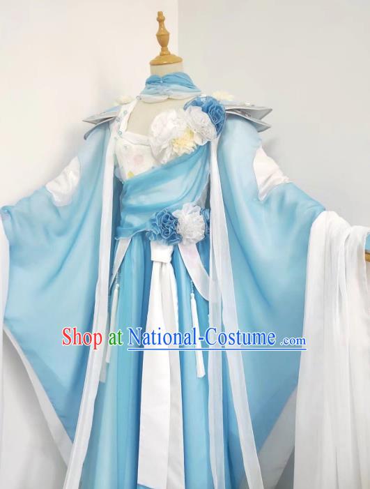 China Cosplay Princess Blue Dress Outfits Traditional Puppet Show Jin Yanxia Garment Costumes Ancient Imperial Concubine Clothing