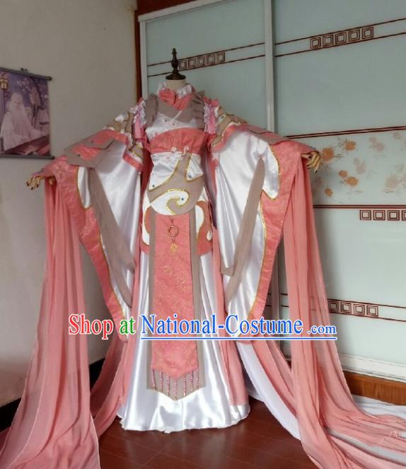 China Cosplay Fairy Pink Dress Outfits Traditional Puppet Show Princess Cui Luohan Garment Costumes Ancient Young Beauty Clothing