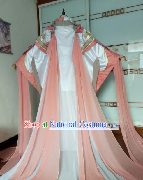 China Cosplay Fairy Pink Dress Outfits Traditional Puppet Show Princess Cui Luohan Garment Costumes Ancient Young Beauty Clothing