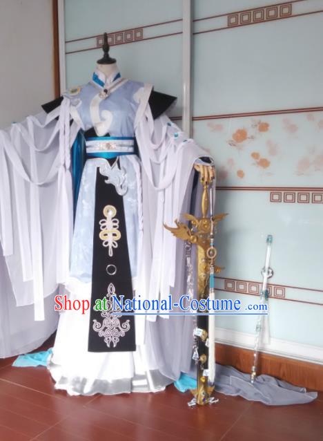 Chinese Ancient Royal King Uniforms Traditional Cosplay Swordsman Clothing Puppet Show Taoist Priest Ren Yunzong Garment Costumes