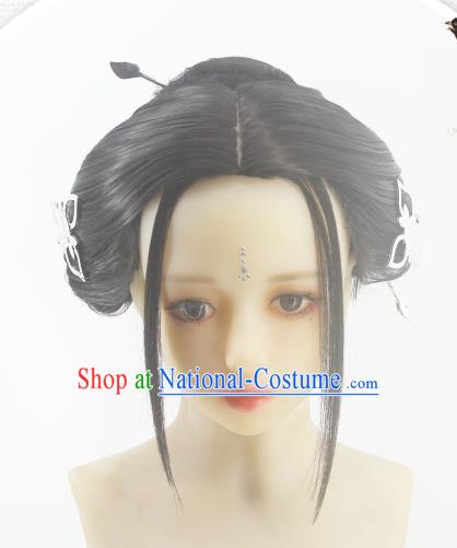 Chinese Traditional Tang Dynasty Princess Hairpieces Cosplay Palace Lady Hair Accessories Ancient Young Beauty Wigs Headwear