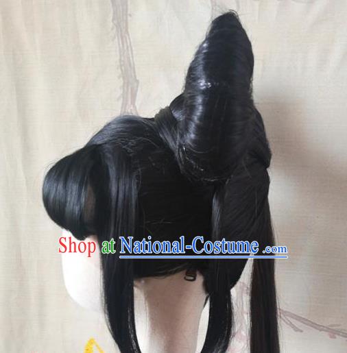 China Ancient Swordswoman Hairpieces Traditional Honor of Kings Chang E Hair Accessories Cosplay Moon Goddess Front Lace Wigs Headwear