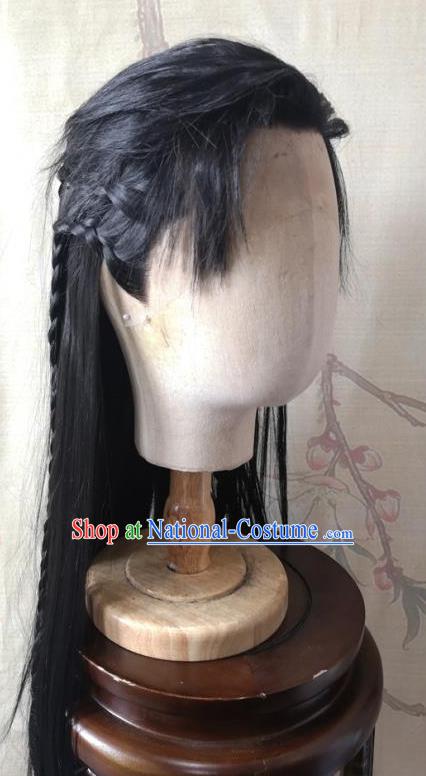 Chinese Traditional Hanfu Front Lace Wigs Headdress Ancient Prince Hair Accessories Handmade Cosplay Swordsman Li Chengye Hairpieces