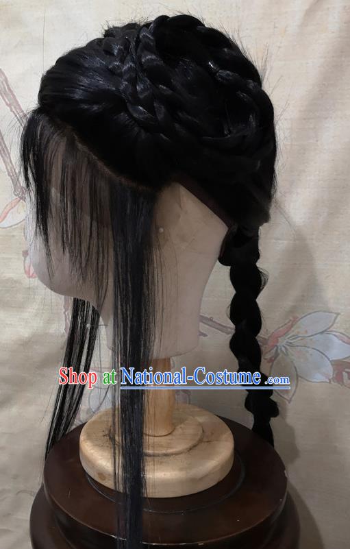 China Ancient Servant Girl Hairpieces Traditional Opera Young Lady Hair Accessories Cosplay Village Woman Bangs Wigs Headwear