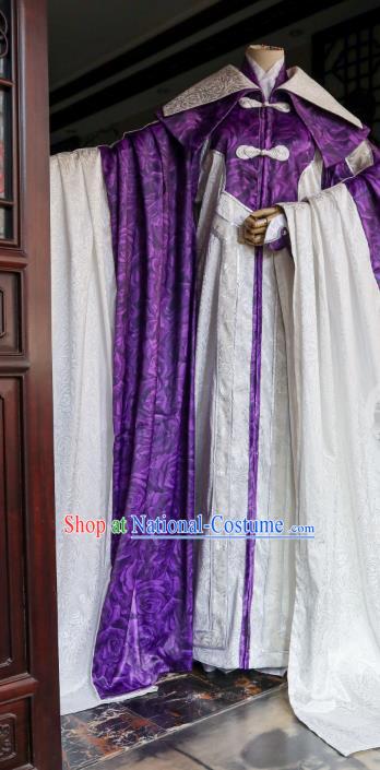 China Ancient Royal King Robe Clothing Traditional Puppet Show Ren Piaomiao Garment Costumes Cosplay Swordsman Apparels