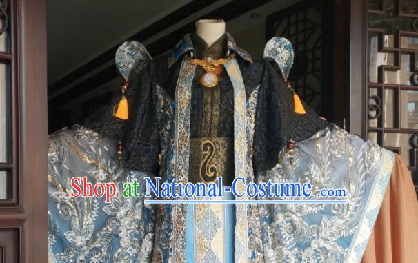 China Traditional Puppet Show Tan Wuyu Garment Costumes Cosplay Emperor Apparels Ancient Royal Highness Robe Clothing