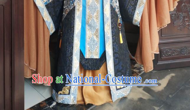 China Traditional Puppet Show Tan Wuyu Garment Costumes Cosplay Emperor Apparels Ancient Royal Highness Robe Clothing