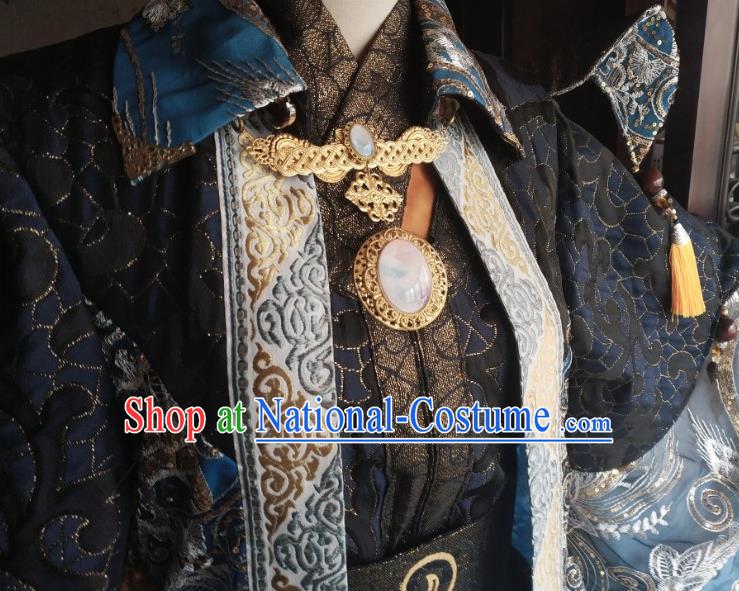 China Traditional Puppet Show Tan Wuyu Garment Costumes Cosplay Emperor Apparels Ancient Royal Highness Robe Clothing