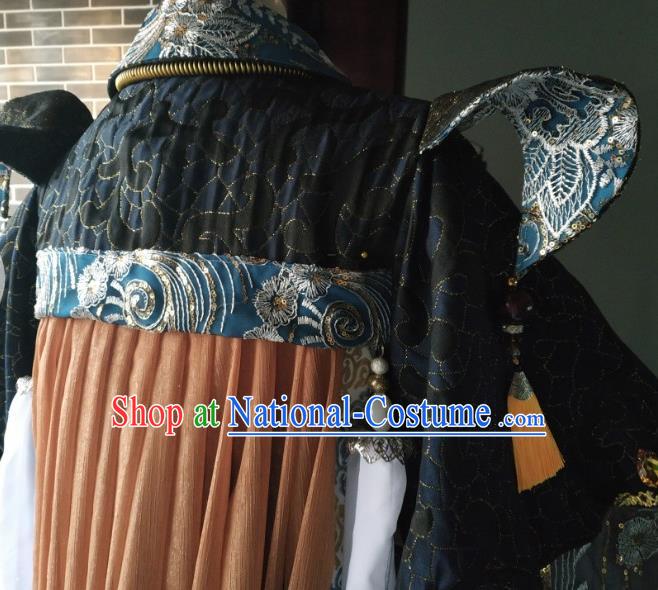 China Traditional Puppet Show Tan Wuyu Garment Costumes Cosplay Emperor Apparels Ancient Royal Highness Robe Clothing