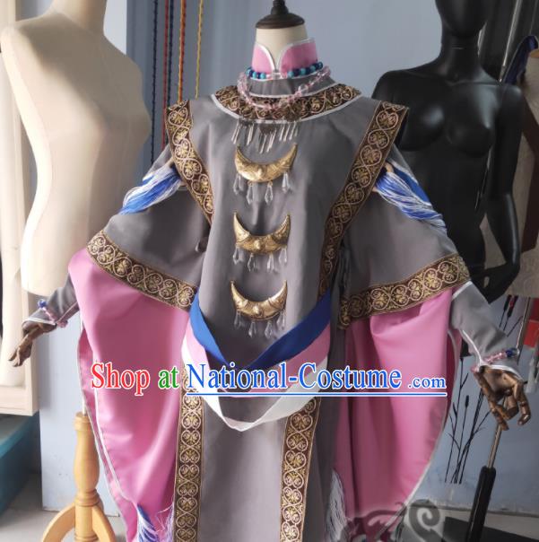 Custom Chinese Cosplay Palace Beauty Garment Costumes Traditional Puppet Show Fei Lu Pink Dress Outfits Ancient Swordswoman Clothing