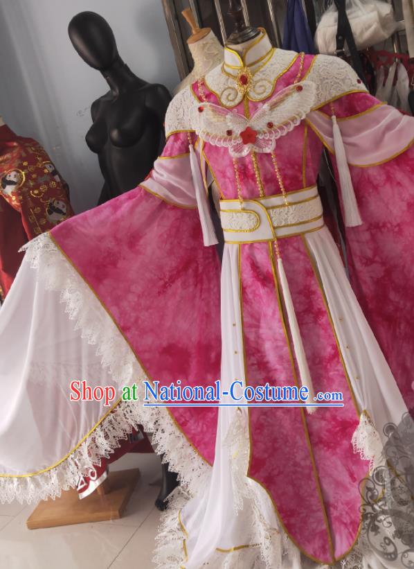 Custom Chinese Traditional Puppet Show Feng Piaopiao Pink Dress Outfits Ancient Palace Beauty Clothing Cosplay Fairy Princess Garment Costumes