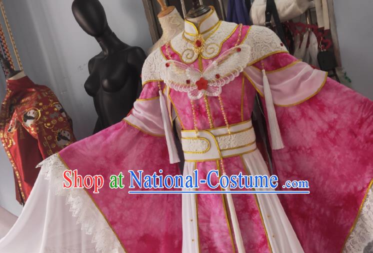 Custom Chinese Traditional Puppet Show Feng Piaopiao Pink Dress Outfits Ancient Palace Beauty Clothing Cosplay Fairy Princess Garment Costumes