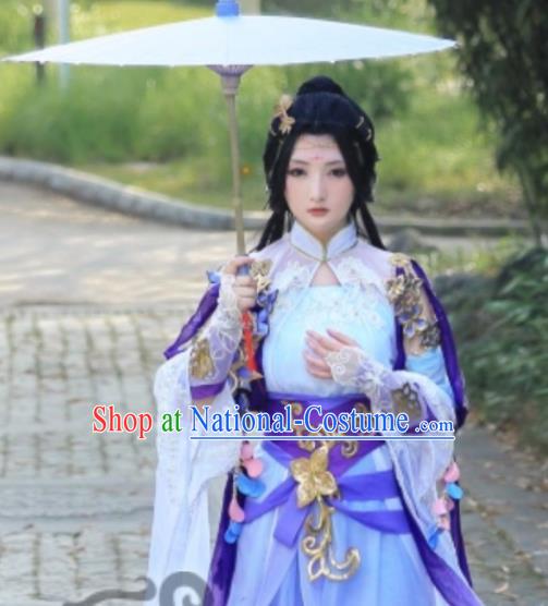 Custom Chinese Cosplay Imperial Consort Garment Costumes Traditional Ni Shui Han Li Shishi Lilac Dress Outfits Ancient Palace Beauty Clothing