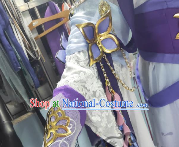 Custom Chinese Cosplay Imperial Consort Garment Costumes Traditional Ni Shui Han Li Shishi Lilac Dress Outfits Ancient Palace Beauty Clothing