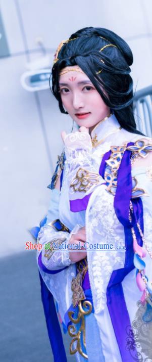 Custom Chinese Cosplay Imperial Consort Garment Costumes Traditional Ni Shui Han Li Shishi Lilac Dress Outfits Ancient Palace Beauty Clothing