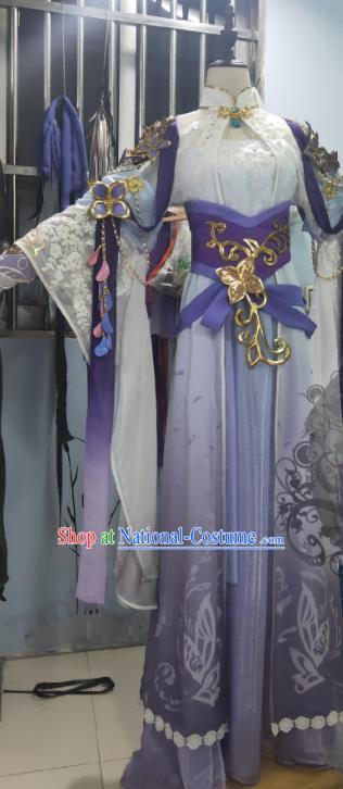 Custom Chinese Cosplay Imperial Consort Garment Costumes Traditional Ni Shui Han Li Shishi Lilac Dress Outfits Ancient Palace Beauty Clothing