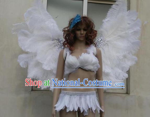 Top Stage Show White Feather Wings Brazilian Carnival Accessories Halloween Catwalks Decorations Cosplay Angel Props