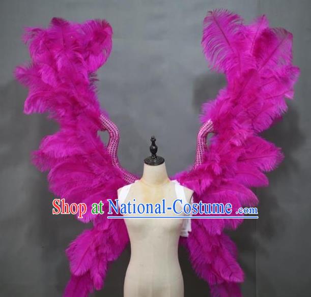 Top Stage Show Rosy Feather Butterfly Wings Brazilian Parade Back Accessories Samba Dance Deluxe Decorations Miami Angel Catwalks Props