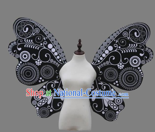 Top Samba Dance Decorations Miami Angel Catwalks Props Stage Show Black Butterfly Wings Brazilian Parade Back Accessories