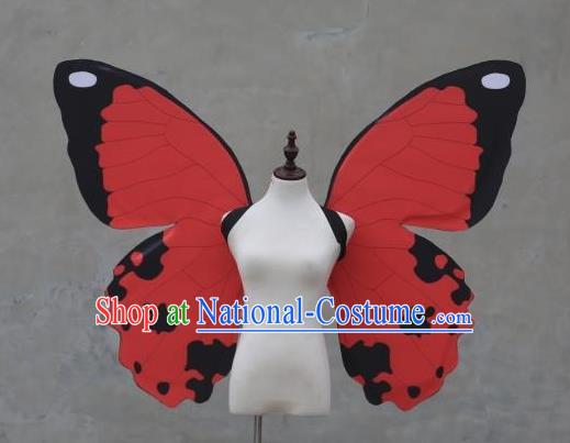 Top Stage Show Red Butterfly Wings Brazilian Parade Back Accessories Samba Dance Decorations Miami Angel Catwalks Props