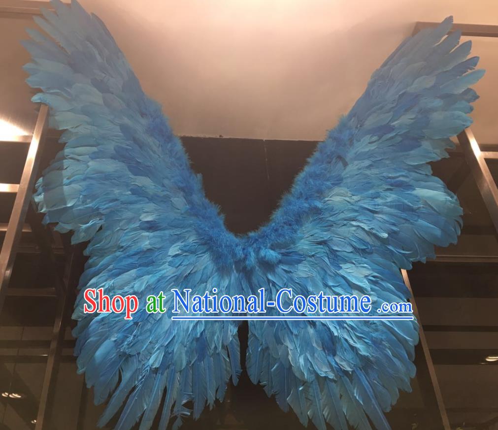 Top Brazil Parade Back Decorations Halloween Cosplay Blue Feather Butterfly Props Stage Show Angel Wings Miami Catwalks Accessories