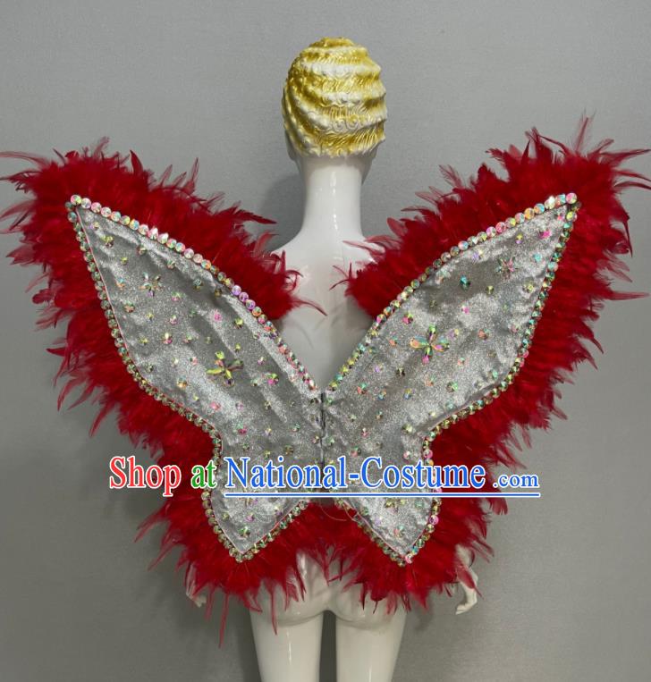 Top Brazil Parade Back Decorations Samba Dance Red Feather Wing Props Stage Show Butterfly Wings Miami Catwalks Accessories