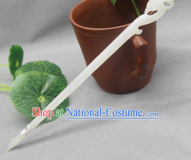 China Traditional Hair Accessories Ancient Princess Hair Stick Classical Headpiece Handmade Hetian Jade Hairpin