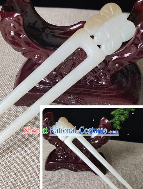 China Ancient Empress Hair Stick Han Dynasty Court Headpiece Handmade Jade Butterfly Hairpin Traditional Hanfu Hair Accessories