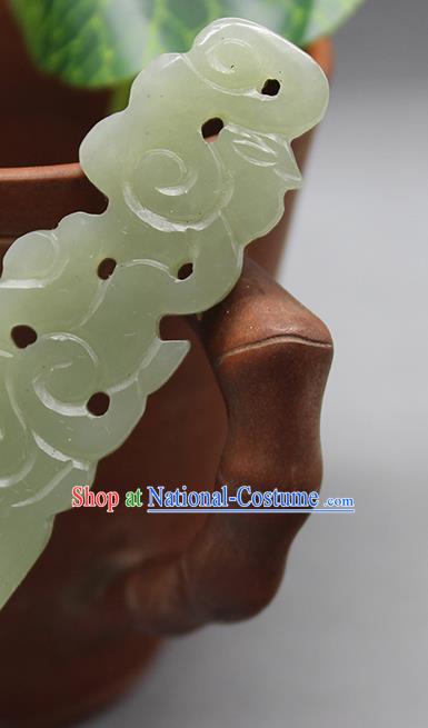 China Handmade Jade Carving Hairpin Traditional Hanfu Hair Accessories Ancient Empress Hair Stick Han Dynasty Court Headpiece