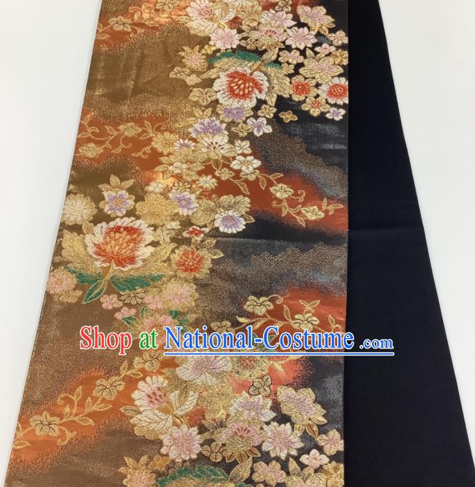 Japanese Traditional Yukata Robe Nishijin Girdle Accessories Classical Flowers Pattern Kimono Belt Handmade Brocade Waistband