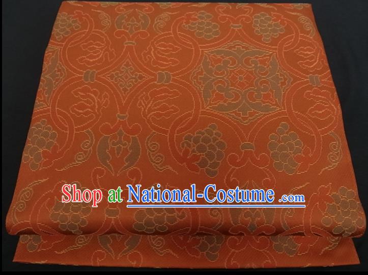 Japanese Traditional Yukata Robe Nishijin Girdle Accessories Classical Grape Pattern Kimono Belt Handmade Orange Brocade Waistband