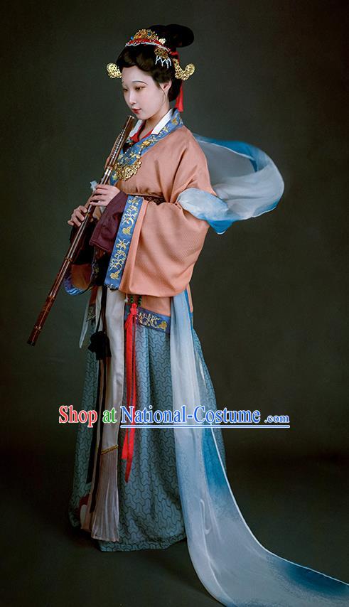 China Traditional Hanfu Historical Costumes Ancient Court Woman Dress Clothing Song Dynasty Palace Beauty Garments Complete Set