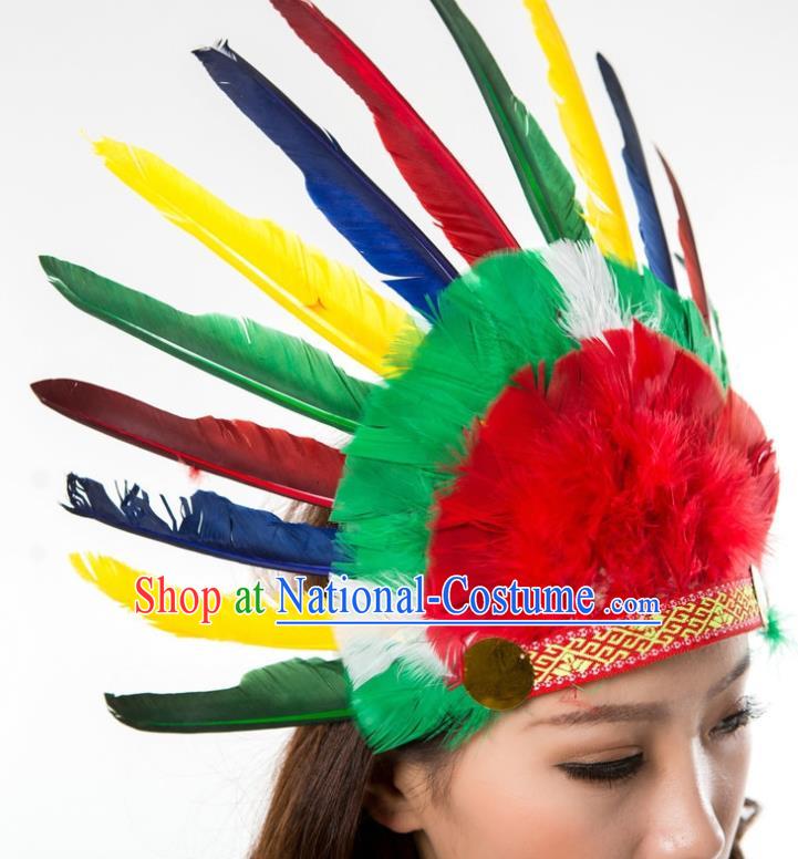 Professional Cosplay Hunter Feather Hair Crown Malankara Wild Man Hair Accessories Tribe Chief Headwear Halloween Fancy Ball Headdress