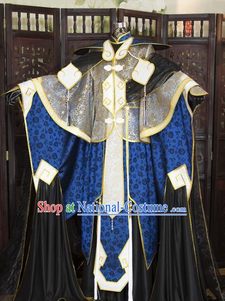 China Traditional Puppet Show Swordsman Tan Wuyu Uniforms Cosplay Royal Prince Hanfu Clothing Ancient King Garment Costumes