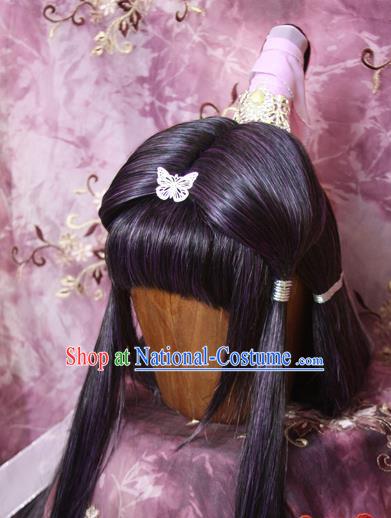 Chinese Cosplay Fairy Princess Headdress Ancient Swordswoman Wigs and Hair Crown Traditional Puppet Show Hair Accessories