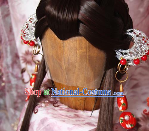 Chinese Traditional Puppet Show Goddess Nuhuo Hair Accessories Cosplay Queen Headdress Ancient Swordswoman Wigs and Hair Crown