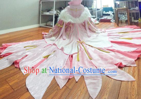 China Cosplay Goddess Garment Costumes Ancient Empress Pink Dress Outfits Traditional JX Online Swordswoman Clothing