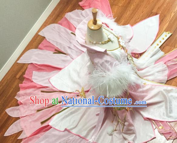 China Cosplay Goddess Garment Costumes Ancient Empress Pink Dress Outfits Traditional JX Online Swordswoman Clothing