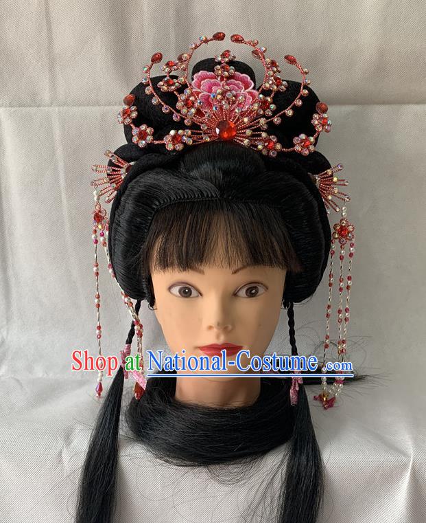 Chinese Peking Opera Hua Tan Hair Accessories Traditional Opera Headdress Beijing Opera Fairy Wigs and Hair Crown Hairpieces