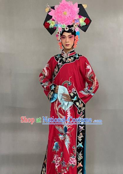 China Ancient Princess Embroidered Clothing Beijing Opera Hua Tan Red Dress Outfits Traditional Opera Imperial Concubine Garment Costume and Headdress