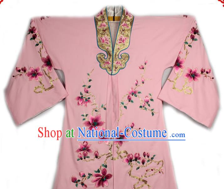 China Traditional Opera Young Beauty Garment Costume Ancient Noble Lady Clothing Beijing Opera Actress Embroidered Mangnolia Pink Shirt