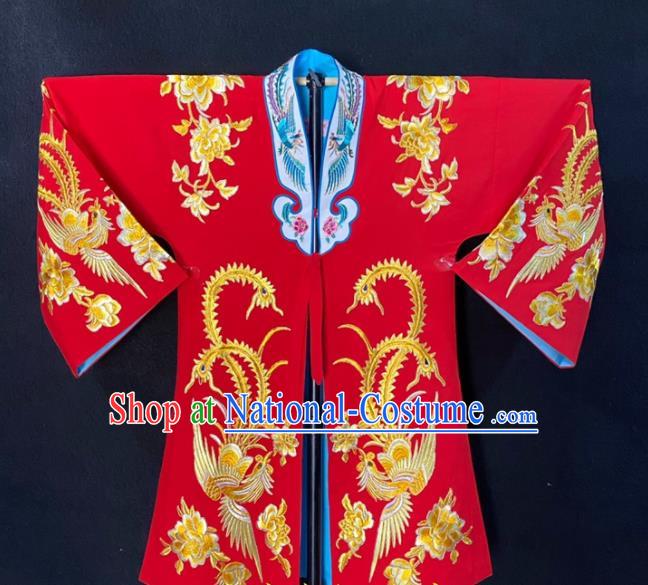 China Traditional Opera Young Beauty Garment Costume Ancient Princess Clothing Beijing Opera Diva Embroidered Phoenix Red Cape