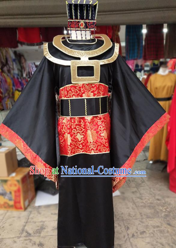 Chinese Cosplay Yama Clothing 1986 Journey to the West Hell King Black Costumes and Headwear Complete Set