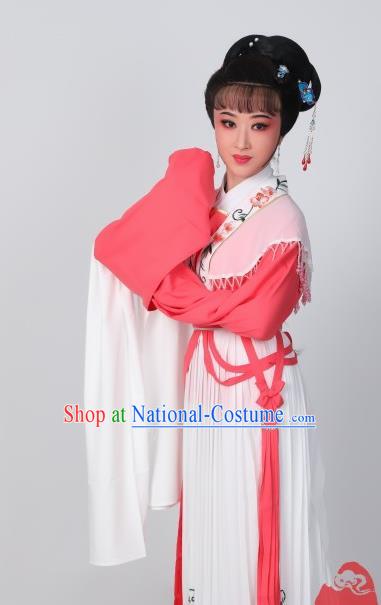 Chinese Traditional Huangmei Opera He Wenxiu Pink Dress Garments Ancient Young Woman Clothing Peking Opera Actress Costumes