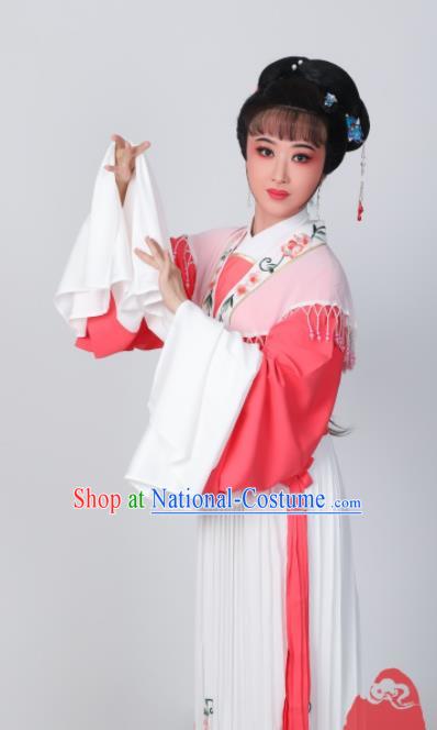 Chinese Traditional Huangmei Opera He Wenxiu Pink Dress Garments Ancient Young Woman Clothing Peking Opera Actress Costumes