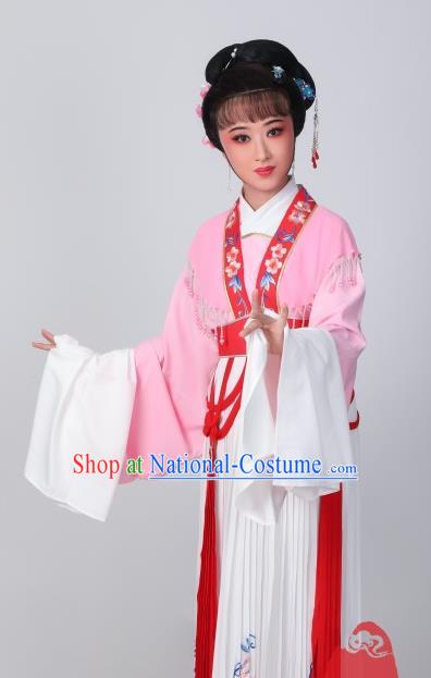 Chinese Traditional Huangmei Opera He Wenxiu Pink Dress Garments Ancient Young Woman Clothing Peking Opera Actress Costumes