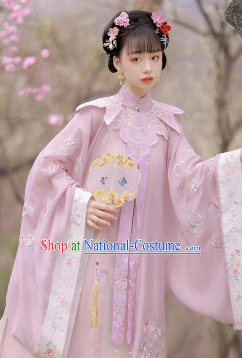 Chinese Cheongsam Cappa Traditional Necklace Accessories Ming Dynasty Embroidered Cloud Shoulder Light Purple Collar Yujian