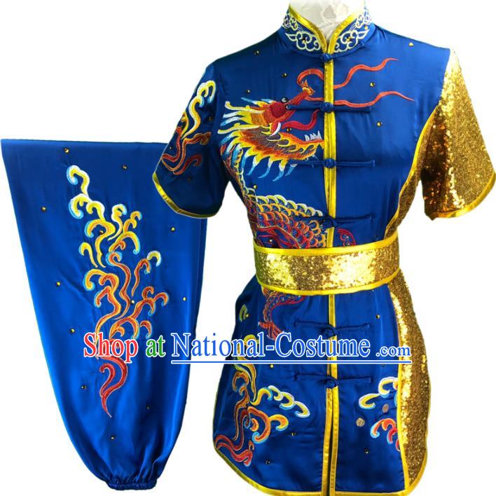 Chinese Martial Arts Changquan Uniforms Kung Fu Costumes Traditional Wushu Competition Clothing Embroidered Dragon Outfit