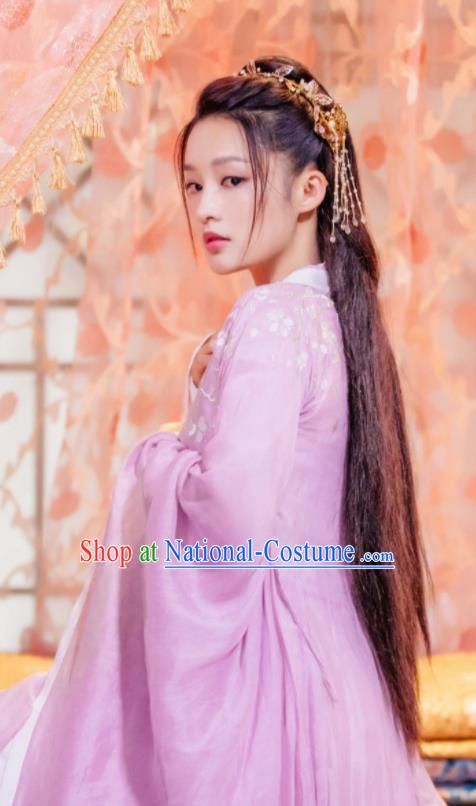 Chinese Ancient Young Beauty Pink Dress Clothing Traditional Royal Princess Garments TV Series The Wolf Ma Zhaixing Costumes and Headpieces